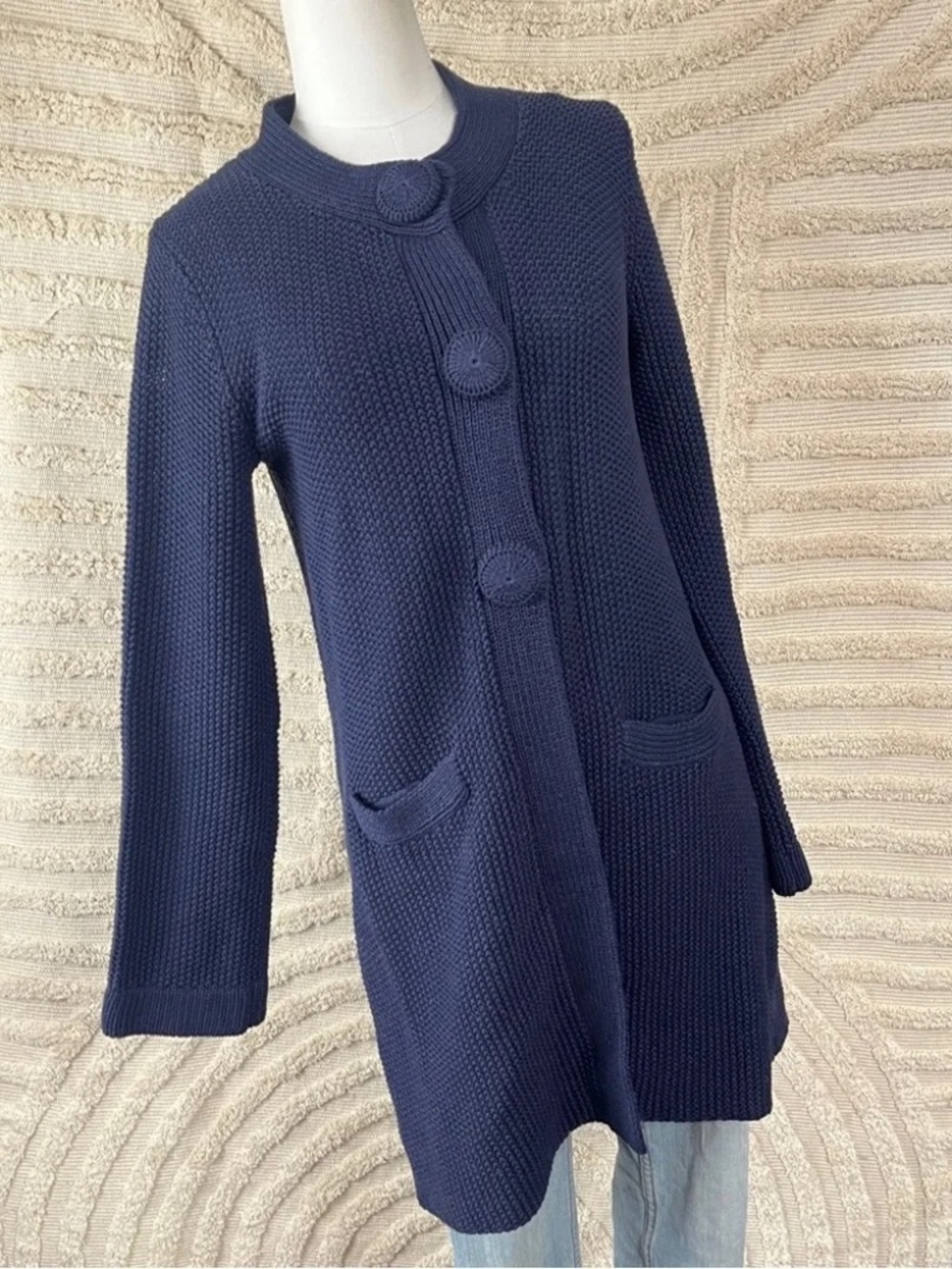 Boden Navy Cotton Sweater Jacket